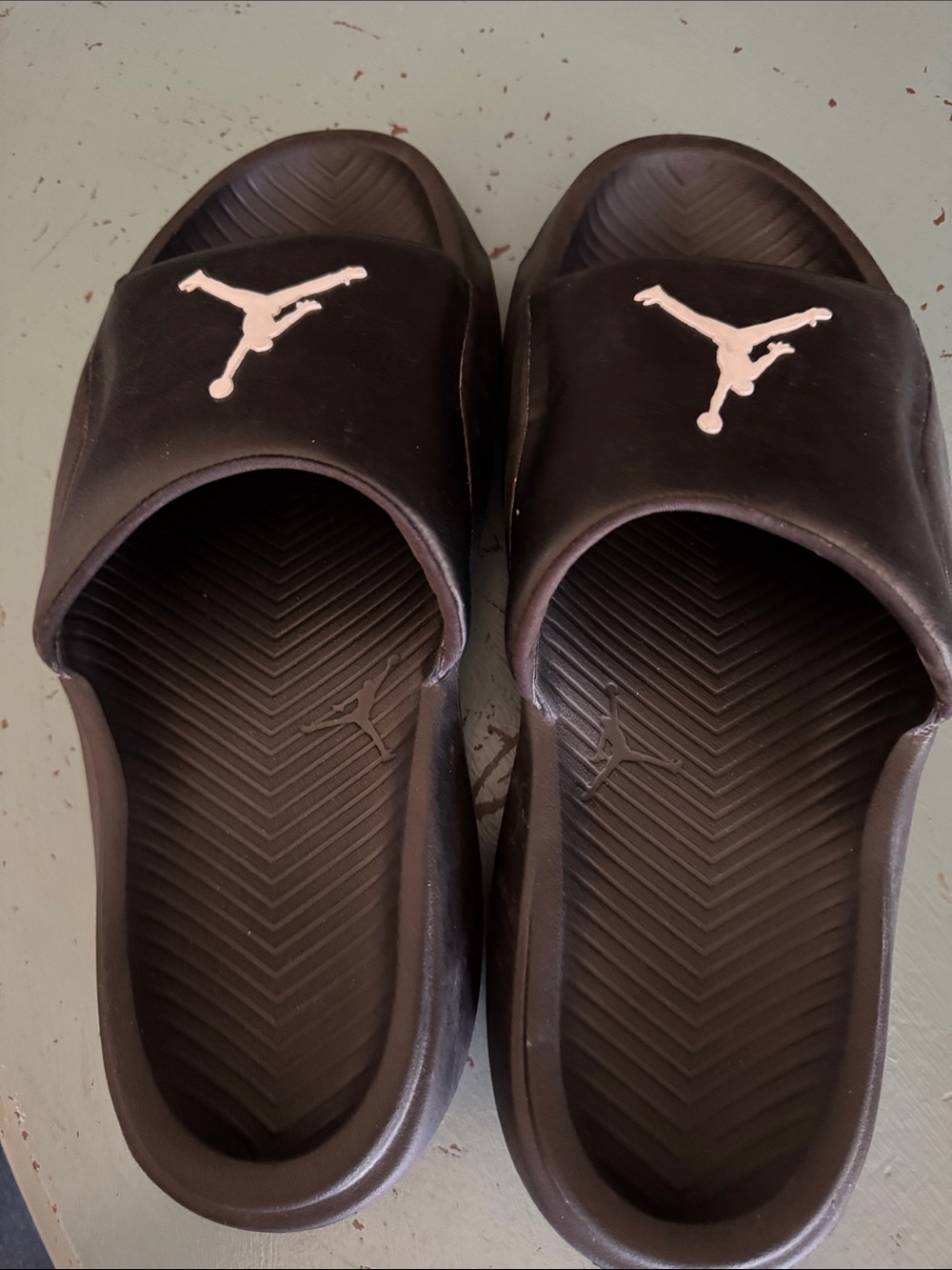 Jordan Black Slides with White Jumpman Logos